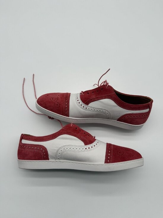 New Allen Edmonds Shoes Men\'s Size 10 Red White Leather Casual Sneakers 5530 main image 10